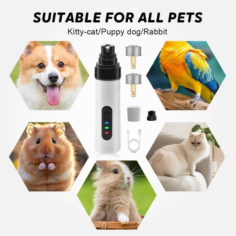 Dog Nail Grinder Upgraded - Professional 2-Speed Electric Rechargeable Pet Nail Trimmer Painless Paws Grooming & Smoothing for Small Medium Large Dogs & Cats