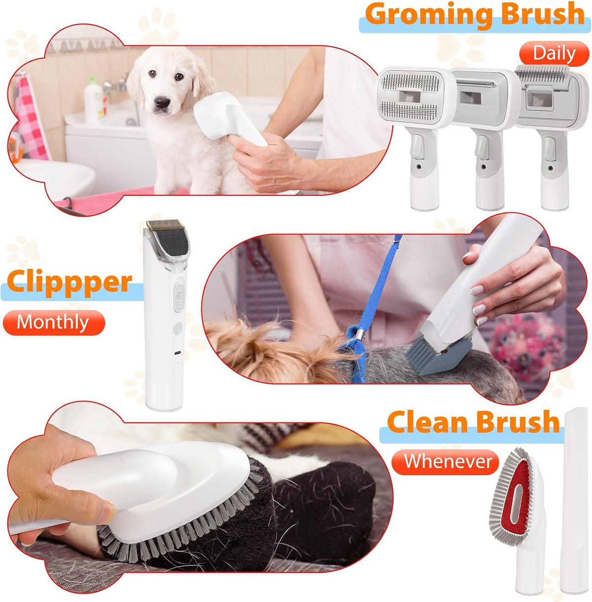 Pet Grooming Vacuum, Dog Grooming Kit, Low Noise Dog Hair Vacuum, 12 Pet Hair Removal Tools, 2.5L Capacity Dust Cup