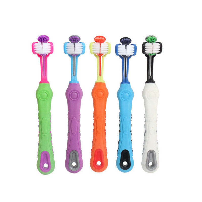 3 Sided Dog Toothbrush Teeth Cleaning Tartar Remover Pet Oral Care Groom Tool AU