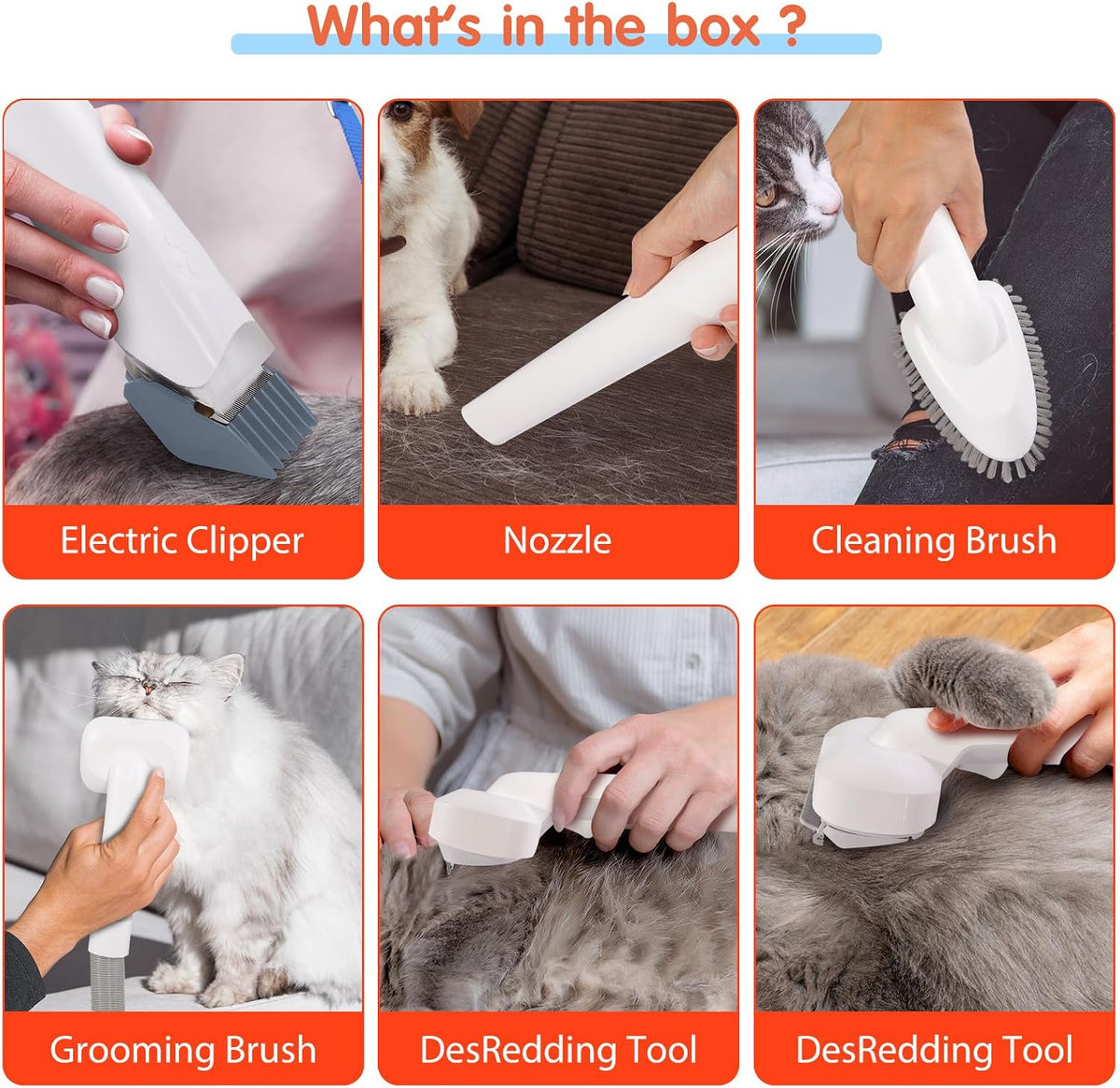 Pet Grooming Vacuum, Dog Grooming Kit, Low Noise Dog Hair Vacuum, 12 Pet Hair Removal Tools, 2.5L Capacity Dust Cup