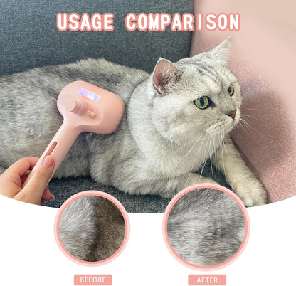 Pet Spray Hair Comb, Cat Hair Brush with Water, Pet Hair Removal Comb with Water Tank, Wet Cat Comb, 2 in 1 Cleaning Brush Cat,Cat Brush with Release Button,Pet Hair Cleaner Brush for Cats (Pink)