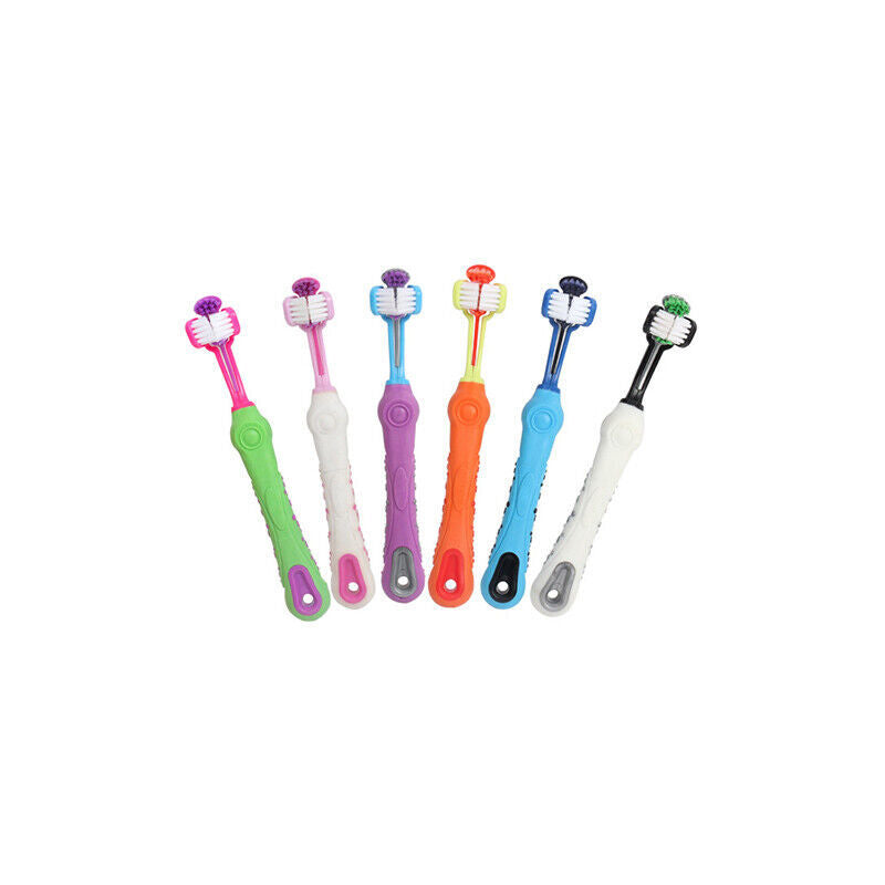3 Sided Dog Toothbrush Teeth Cleaning Tartar Remover Pet Oral Care Groom Tool AU