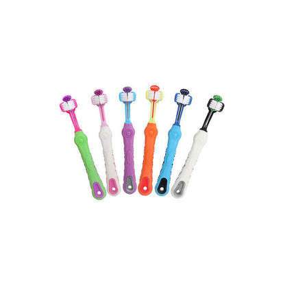 3 Sided Dog Toothbrush Teeth Cleaning Tartar Remover Pet Oral Care Groom Tool AU