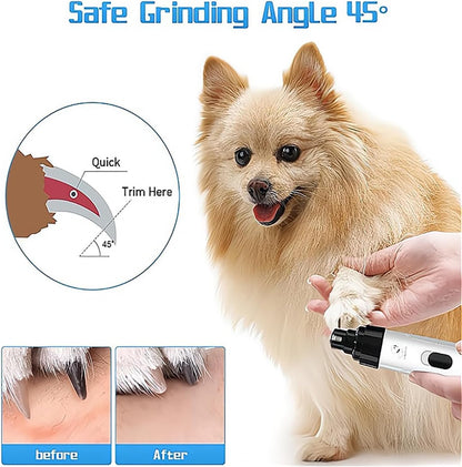 Dog Nail Grinder Upgraded - Professional 2-Speed Electric Rechargeable Pet Nail Trimmer Painless Paws Grooming & Smoothing for Small Medium Large Dogs & Cats