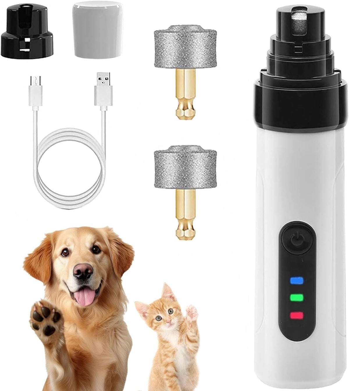 Dog Nail Grinder Upgraded - Professional 2-Speed Electric Rechargeable Pet Nail Trimmer Painless Paws Grooming & Smoothing for Small Medium Large Dogs & Cats