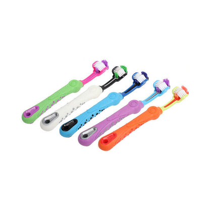 3 Sided Dog Toothbrush Teeth Cleaning Tartar Remover Pet Oral Care Groom Tool AU