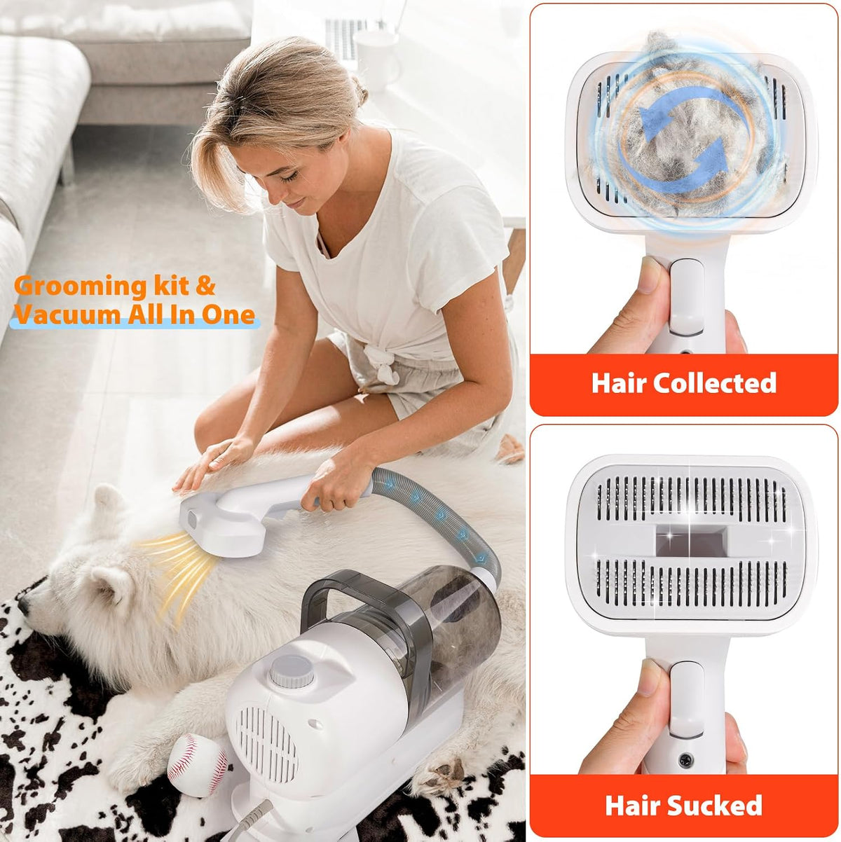 Pet Grooming Vacuum, Dog Grooming Kit, Low Noise Dog Hair Vacuum, 12 Pet Hair Removal Tools, 2.5L Capacity Dust Cup