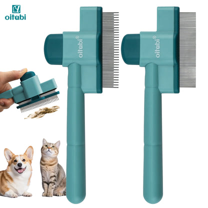 1/2PCS Flea Comb for Dogs and Cats with Release Button Fine Tooth Dog Comb for Pet Hair Removal, Cleaning Remove Fleas Eg