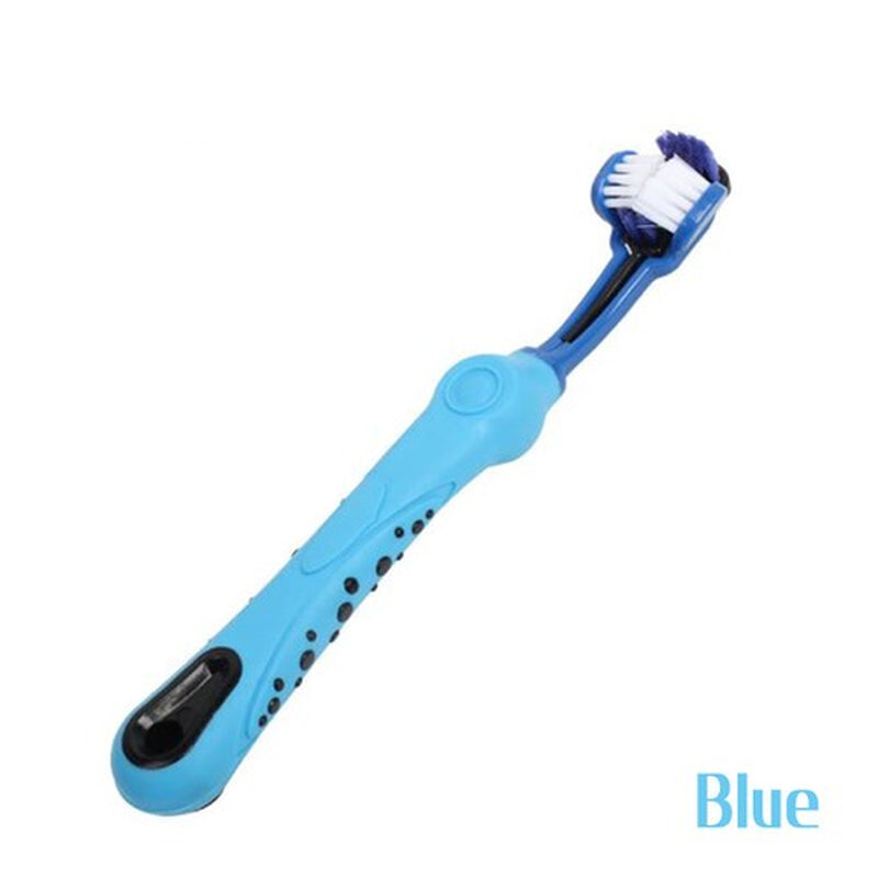3 Sided Dog Toothbrush Teeth Cleaning Tartar Remover Pet Oral Care Groom Tool AU