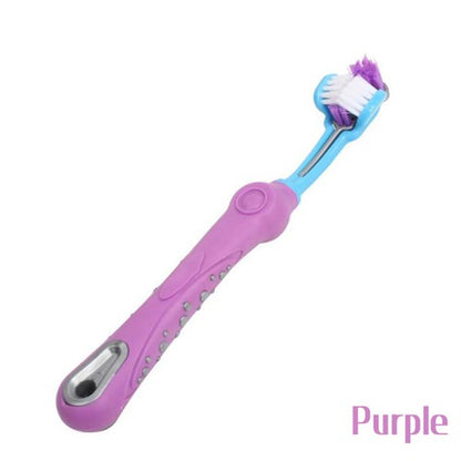 3 Sided Dog Toothbrush Teeth Cleaning Tartar Remover Pet Oral Care Groom Tool AU