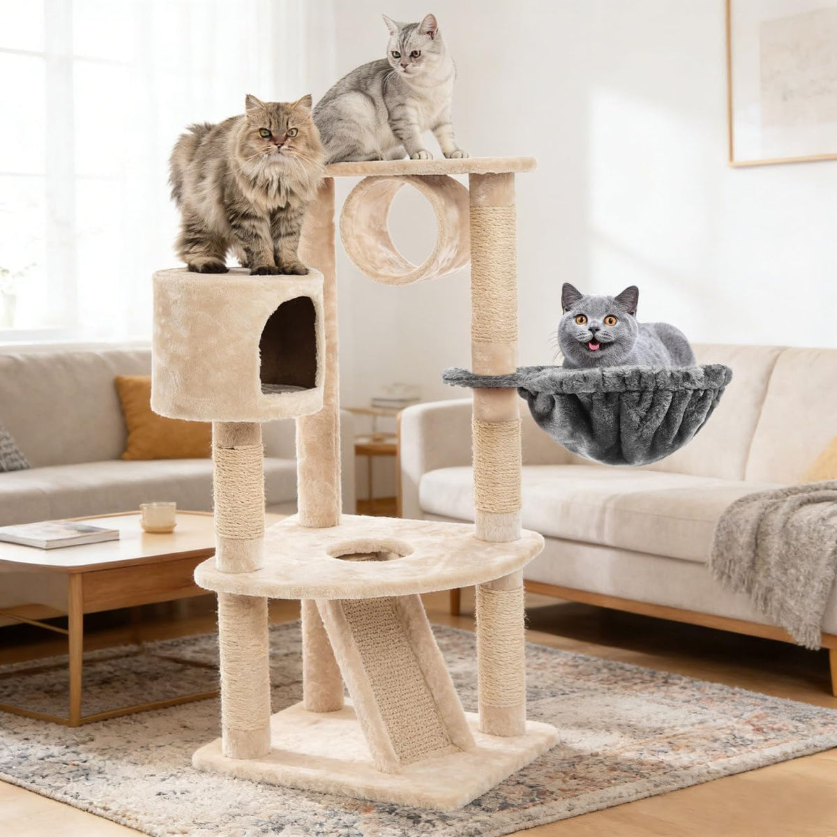 Cat Tree Hammock Replacement Large Deep Basket Cat Tree Hanging Basket with Soft Fabric Indoor Accessory for Resting Napping and Play