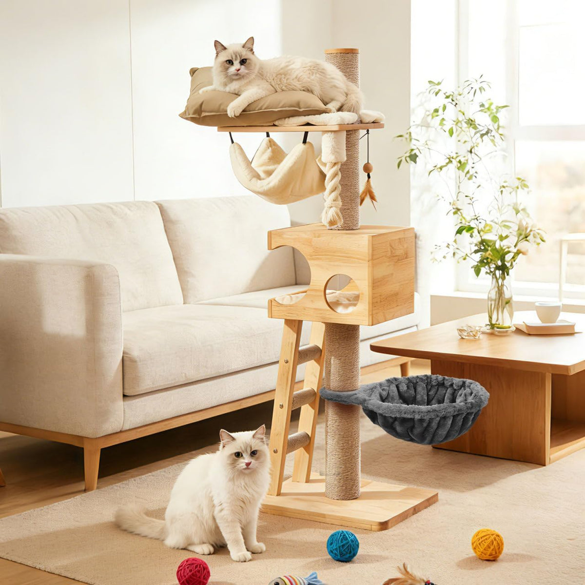 Cat Tree Hammock Replacement Large Deep Basket Cat Tree Hanging Basket with Soft Fabric Indoor Accessory for Resting Napping and Play