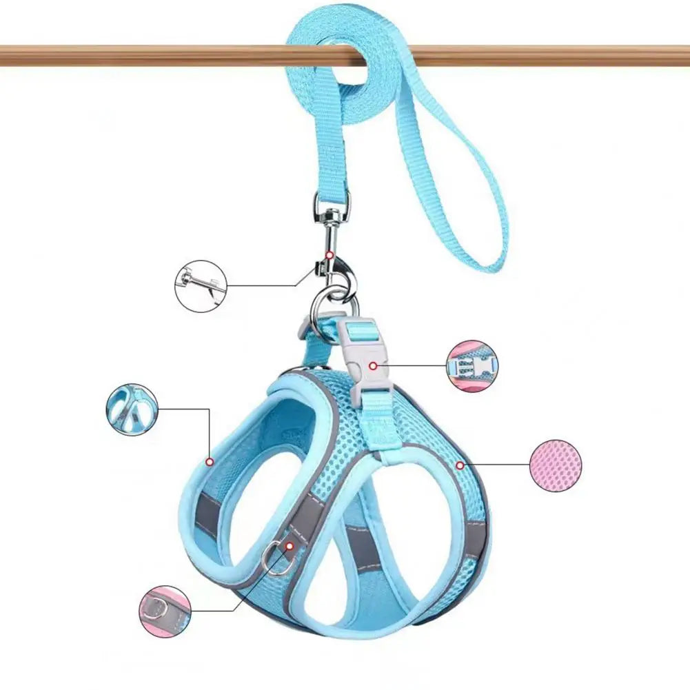 Puppy Harness Set Dog Accessories Adjustable Puppy and Cat Harness Vest French Bulldog Chihuahua Small Dog Collar Pet Leash Dogs