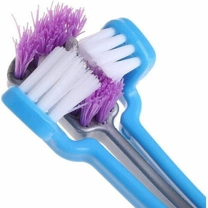 3 Sided Dog Toothbrush Teeth Cleaning Tartar Remover Pet Oral Care Groom Tool AU