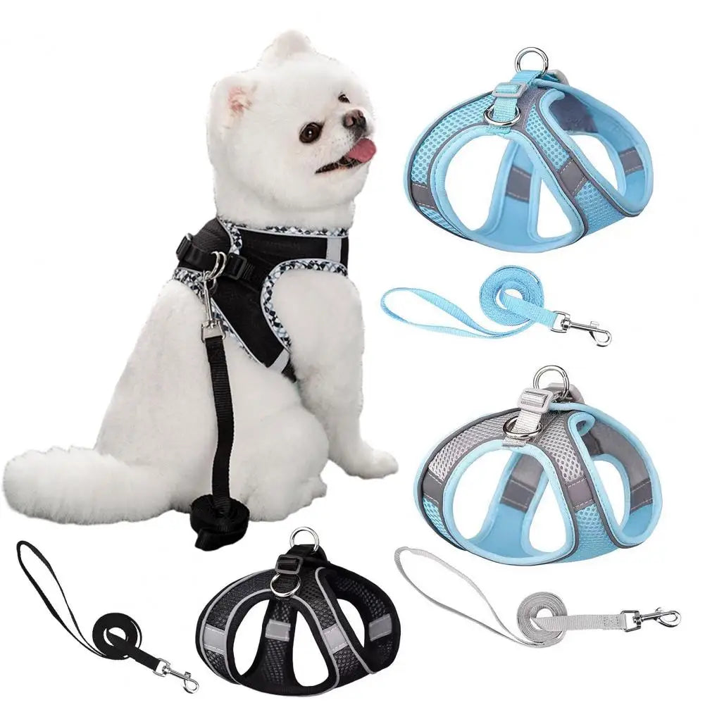 Puppy Harness Set Dog Accessories Adjustable Puppy and Cat Harness Vest French Bulldog Chihuahua Small Dog Collar Pet Leash Dogs