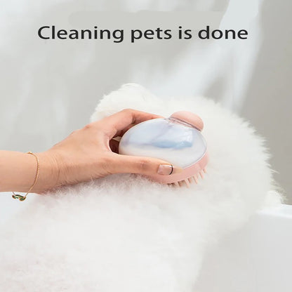 Dog Shower Brush Pet Dog Grooming Massage Bath Cleaning Brush with Shampoo Dispenser for Long Hair Dogs and Cats Shower