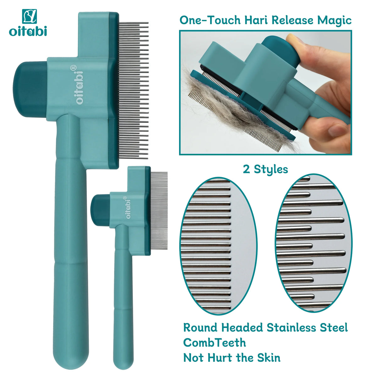 1/2PCS Flea Comb for Dogs and Cats with Release Button Fine Tooth Dog Comb for Pet Hair Removal, Cleaning Remove Fleas Eg