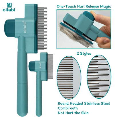 1/2PCS Flea Comb for Dogs and Cats with Release Button Fine Tooth Dog Comb for Pet Hair Removal, Cleaning Remove Fleas Eg