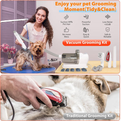 Pet Grooming Vacuum, Dog Grooming Kit, Low Noise Dog Hair Vacuum, 12 Pet Hair Removal Tools, 2.5L Capacity Dust Cup