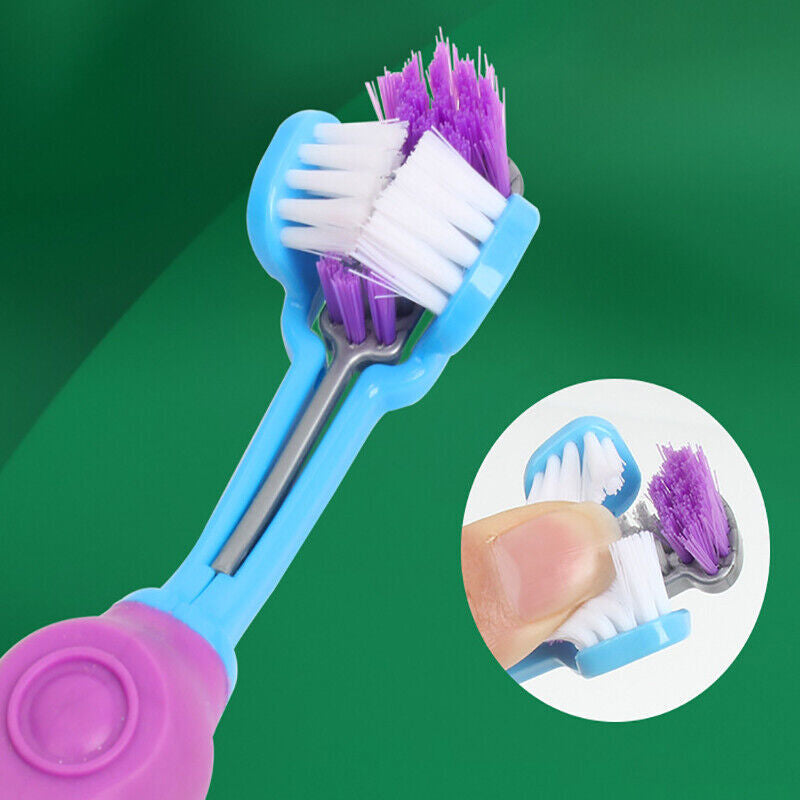 3 Sided Dog Toothbrush Teeth Cleaning Tartar Remover Pet Oral Care Groom Tool AU