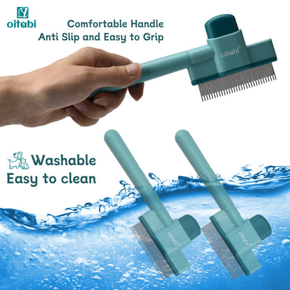1/2PCS Flea Comb for Dogs and Cats with Release Button Fine Tooth Dog Comb for Pet Hair Removal, Cleaning Remove Fleas Eg